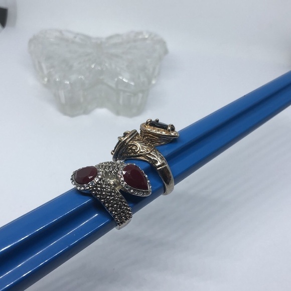 BUNDLE lot two statement wrap look ring costume trendy - Picture 7 of 7